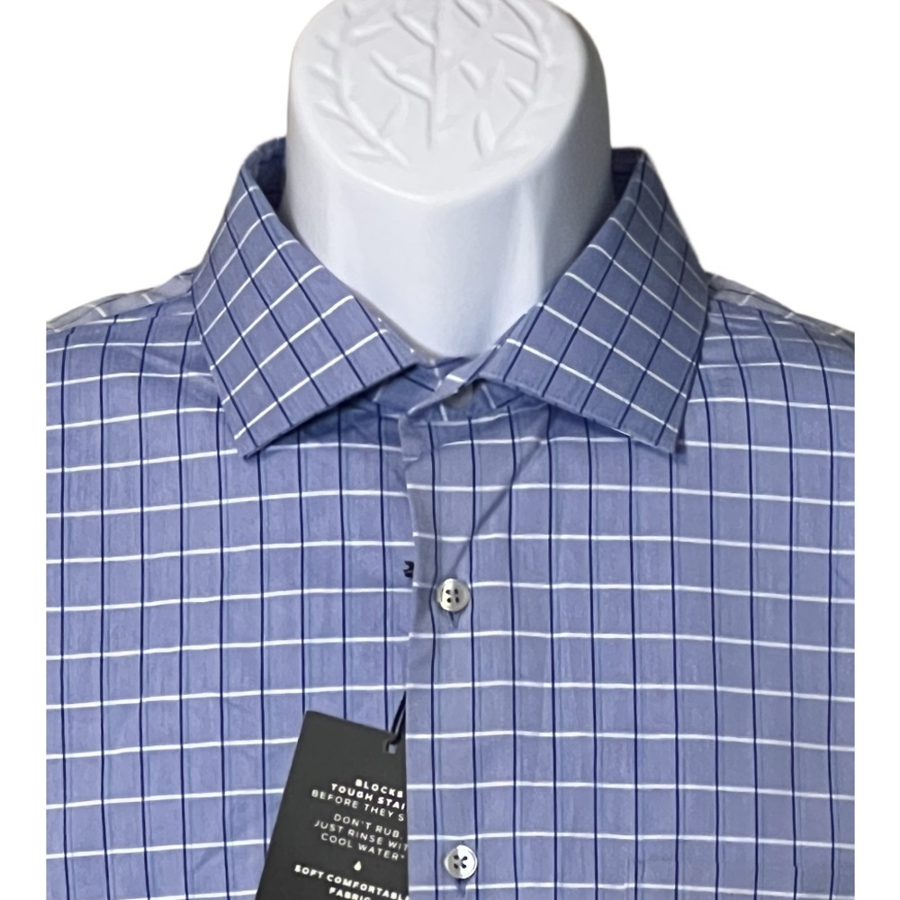 Van Heusen Blue and White Checkered Dress Shirt - Picture 2 of 5
